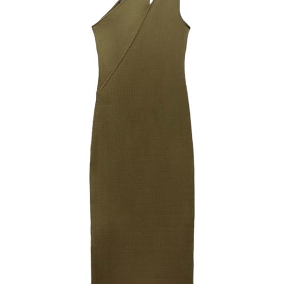 Zara Fitted Midi Asymmetric Sleeveless Dress, Size S - Picture 4 of 4